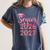 Coquette Pink Bow Flowers Senior 2026 2027 Graduation Women's Comfort Colors T-Shirt Denim