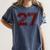 Senior 2027 Maroon Senior Class Of 27 Jersey Graduation Women's Comfort Colors T-Shirt Denim