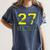 Senior Class Of 2027 Graduation Yellow And Blue On The Back Premium Tri-Blend Women's Comfort Colors T-Shirt Denim