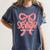 Senior Twenty Twenty-Six Coquette Graduation Class Of 2026 Women's Comfort Colors T-Shirt Denim