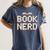 Book Nerd Retro Pixel Reading Librarian Aesthetic Women's Comfort Colors T-Shirt Moss