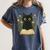 Cat Reading Book Flowers Women's Comfort Colors T-Shirt Moss