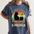 Cats Coffee & 3 People Tee Cute Font Introvert Humor Women's Comfort Colors T-Shirt Moss