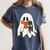Cute Ghost Cat Reading Book Spooky Season Halloween Costume Women's Comfort Colors T-Shirt Moss