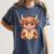 Cute Highland Cow Reading Book Women's Comfort Colors T-Shirt Moss