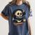Cute Panda Reading Book Under Moon Bookworm Coffee Lover Women's Comfort Colors T-Shirt Moss