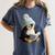 Cute Penguin Reading Book Faux-Crochet Print Women's Comfort Colors T-Shirt Moss
