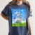 Frutiger Aero Aesthetic Tech Cherry Blossom Fishes Bubbles Raglan Baseball Tee Women's Comfort Colors T-Shirt Moss