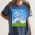 Frutiger Aero Aesthetic Tech Cherry Blossom Fishes Bubbles Women's Comfort Colors T-Shirt Moss
