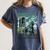 Godzilla Ocean Scene Comic Book Illustration Movie Monster Women's Comfort Colors T-Shirt Moss