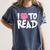 I LOVE TO READ Reading Books Bookworm Library Day Novelty Women's Comfort Colors T-Shirt Moss
