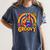 Peace Sign Groovy Vibes Costume Nostalgia Tie Dye Fashion Women's Comfort Colors T-Shirt Moss