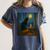 Van Gogh Starry Night Art Cat And Book Lovers Premium Tri-Blend Women's Comfort Colors T-Shirt Moss