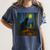 Van Gogh Starry Night Art Cat And Book Lovers Women's Comfort Colors T-Shirt Moss