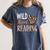 Wild About Reading Teacher Books Reader Lovers Leopard Zebra Women's Comfort Colors T-Shirt Moss