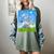 Frutiger Aero Aesthetic Tech Cherry Blossom Fishes Bubbles Raglan Baseball Tee Women's Comfort Colors T-Shirt Berry