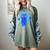 Yk2 Grunge Earthy Blue Cat With Stars Tomboy 90s Nostalgia Women's Comfort Colors T-Shirt Berry