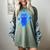 Yk2 Grunge Earthy Blue Cat With Stars Tomboy 90s Nostalgia Women's Comfort Colors T-Shirt Berry