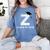 Class Of 2018 Last Name Letter Z Graduation Women's Comfort Colors T-Shirt Blue Jean