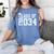 Class Of 2034 Grow With Me First Day Of School Graduation Women's Comfort Colors T-Shirt Blue Jean