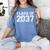 First Grade Class Of 2037 First Day School Graduation Kids Women's Comfort Colors T-Shirt Blue Jean