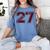 Senior 2027 Maroon Senior Class Of 27 Jersey Graduation Women's Comfort Colors T-Shirt Blue Jean