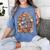 Retro Floral Red & Booked Library Reading 4th Of July Women's Comfort Colors T-Shirt Chalky Mint