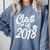 Class Of 2018 Graduation Cap Trendy Cute Comfort Colors Sweatshirt Blue Jean