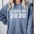 Class Of 2030 High School Graduation Date Kindergarten Shirt Comfort Colors Sweatshirt Blue Jean