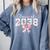 Coquette Bow Preppy Class Of 2038 Girly Girl 2038 Graduation Comfort Colors Sweatshirt Blue Jean