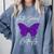 Introvert Antisocial Butterfly For Women Men Comfort Colors Sweatshirt Blue Jean