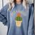 Kawaii Grumpy Cactus Not a Hugger Plant Introvert Comfort Colors Sweatshirt Blue Jean