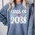 Kindergarten Class Of 2038 First Day School Graduation Girls Comfort Colors Sweatshirt Blue Jean