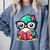 Adorable Book Lover Humming Bird With Reading Glasses Cute Comfort Colors Sweatshirt Denim