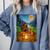 Bigfoot And Alien Reading Books Campfire Halloween Comfort Colors Sweatshirt Denim