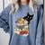 Cat And Books Flowers Reading Club Cat Lover Bookworm Comfort Colors Sweatshirt Denim