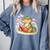 Crocodile Reading Book Watercolor Flowers Kids Comfort Colors Sweatshirt Denim