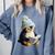 Cute Penguin Reading Book Faux-Crochet Print Comfort Colors Sweatshirt Denim