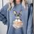 Cute Reading Bunny With Glasses Books Reader Book Bookworm Comfort Colors Sweatshirt Denim