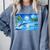 Frutiger Aero Dolphin Sunset Ocean With Palm Trees Y2k Premium Comfort Colors Sweatshirt Denim