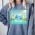 Frutiger Aero Y2k Aesthetic Palm Trees Cyber Beach World Comfort Colors Sweatshirt Denim