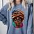 Melanin Girl Afro Book Lover Librarian Teacher Student Comfort Colors Sweatshirt Denim