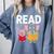 Pig Elephant Reading Cute Book Lover Bookworm Boys Girls Kid Comfort Colors Sweatshirt Denim