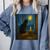 Van Gogh Starry Night Art Cat And Book Lovers Premium Tri-Blend Comfort Colors Sweatshirt Denim
