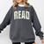 Retro Read Floral Reading Bookworm Librarian Book Lover Comfort Colors Sweatshirt Pepper