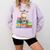 Adorable Donkey With Heart Sitting On Colorful Book Stack Comfort Colors Sweatshirt Crimson