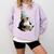 Cute Penguin Reading Book Faux-Crochet Print Comfort Colors Sweatshirt Crimson