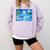 Frutiger Aero Dolphin Sunset Ocean With Palm Trees Y2k Premium Comfort Colors Sweatshirt Crimson