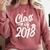 Class Of 2018 Graduation Cap Trendy Cute Comfort Colors Sweatshirt Crimson