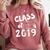 Class Of 2019 Graduation Shirt Comfort Colors Sweatshirt Crimson